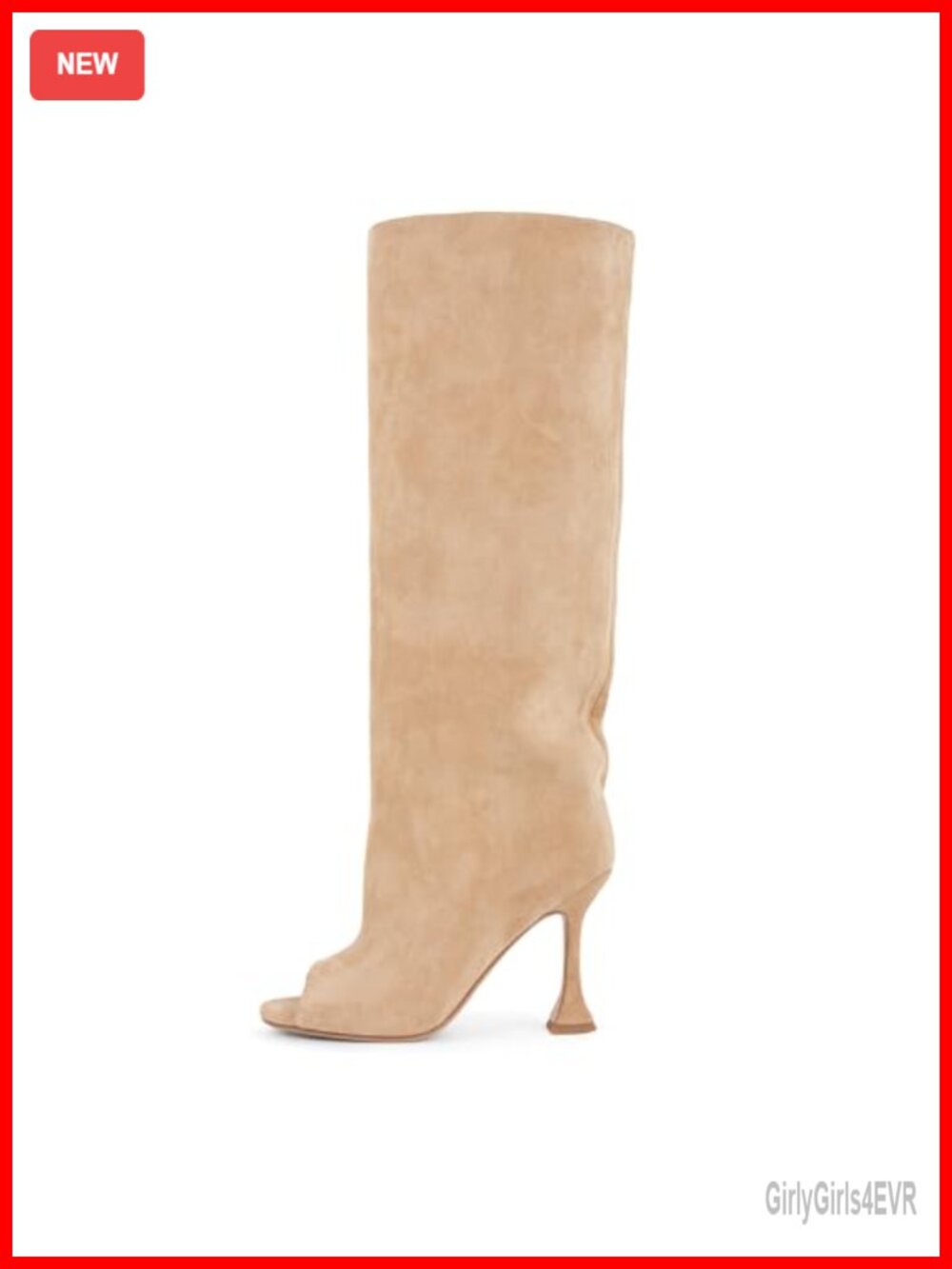 Suede Knee High Peep Toe Boots Kitten Heel Women